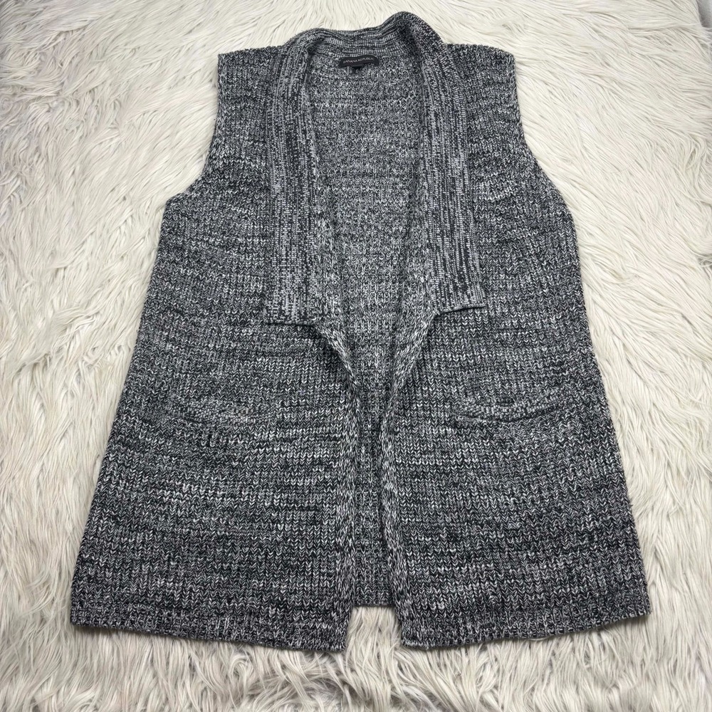 Banana Republic Women's M Marled Open Long Line Sweater Vest Preppy Cozycore